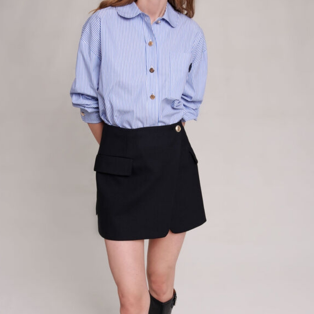 MAJE Asymmetric Wool Wrap Skirt, NWT. Sz L - Picture 3 of 6